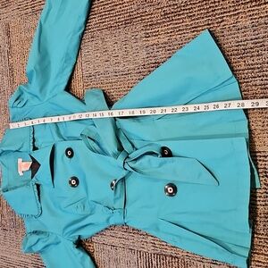 Chic Green Double-Breasted Junior's Coat Size Medium